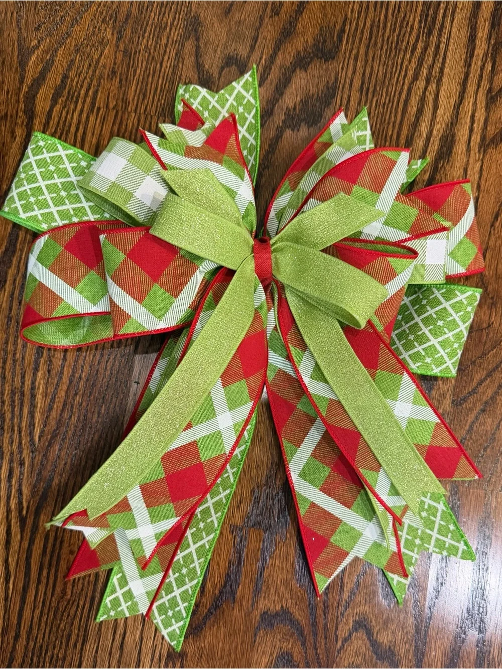 Festive Red & Green Plaid Holiday Bow - Home Holiday Garland